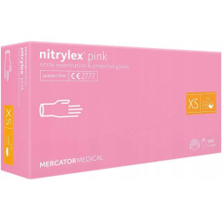 MERCATOR - Rękawiczki nitrylowe różowe XS - 1