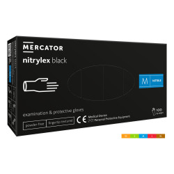 MERCATOR - NITRYLEX BLACK RĘKAWICZKI NITRYLOWE BEZPUDROWE CZARNE - ROZM. M 100SZT - 1
