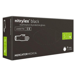 MERCATOR - NITRYLEX BLACK RĘKAWICZKI NITRYLOWE BEZPUDROWE CZARNE - ROZM. S 100SZT - 1