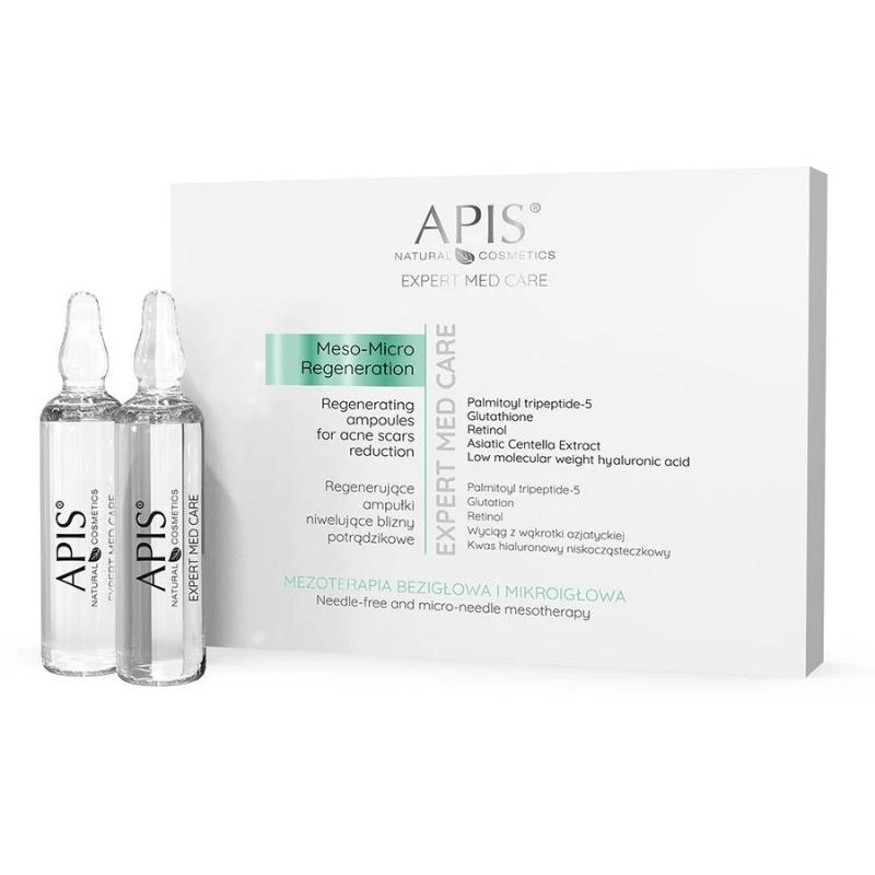 Apis - EXPERT MED CARE - Regenerujące ampułki niwelujące blizny potrądzikowe, 5x10ml - 1 Apis - EXPERT MED CARE - Regenerujące ampułki niwelujące blizny potrądzikowe, 5x10ml - 1