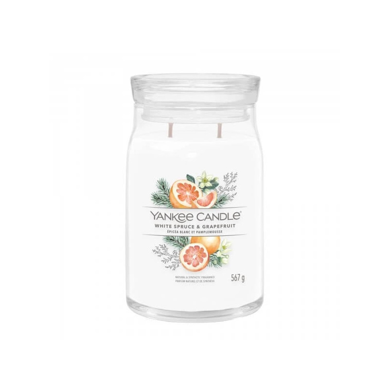 Yankee Candle White Spruce & Grapefruit Signature Duża Świeca 567g - 1