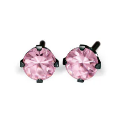 Studex kolczyki - System75 4mm Cubic Zirconia różowa w pazurkach kolor czarny - 1