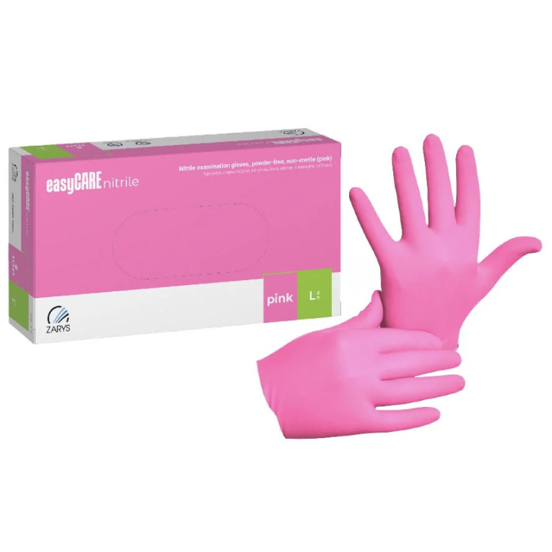 ZARYS - easyCARE nitrile - Rękawice diagnostyczne, nitrylowe, bezpudrowe, różowe, rozm. L - 1 ZARYS - easyCARE nitrile - Rękawice diagnostyczne, nitrylowe, bezpudrowe, różowe, rozm. L - 1
