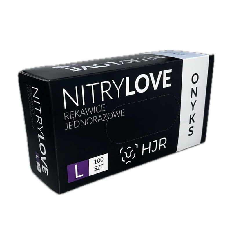 ONYKS HJDR - Rękawice nitrylowe, czarne, rozm.  L, 100 sztuk - 1