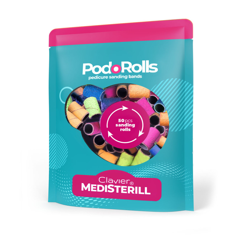Clavier - Nakładki ścierne do frezarki, Medisterill do Pedicure, PodoRolls, color mix – 50szt. +nośnik - 1