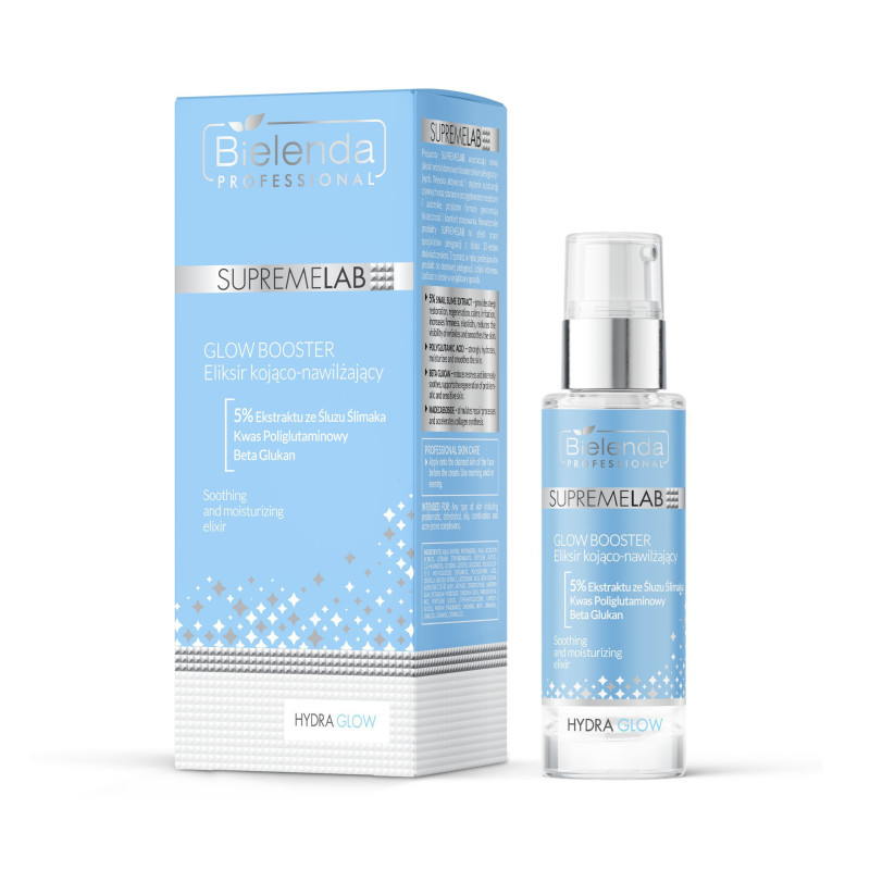 Bielenda - HYDRA GLOW - Eliksir kojąco-nawilżający GLOW BOOSTER z ekstraktem ze śluzu ślimaka, 30ml - 1 Bielenda - HYDRA GLOW - Eliksir kojąco-nawilżający GLOW BOOSTER z ekstraktem ze śluzu ślimaka, 30ml - 1