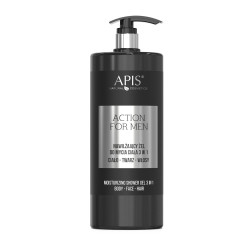 Apis - ACTION FOR MEN - Nawilżający żel do mycia ciała 3w1, 1L - 1
