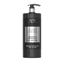 Apis - ACTION FOR MEN - Nawilżający żel do mycia ciała 3w1, 1L - 1