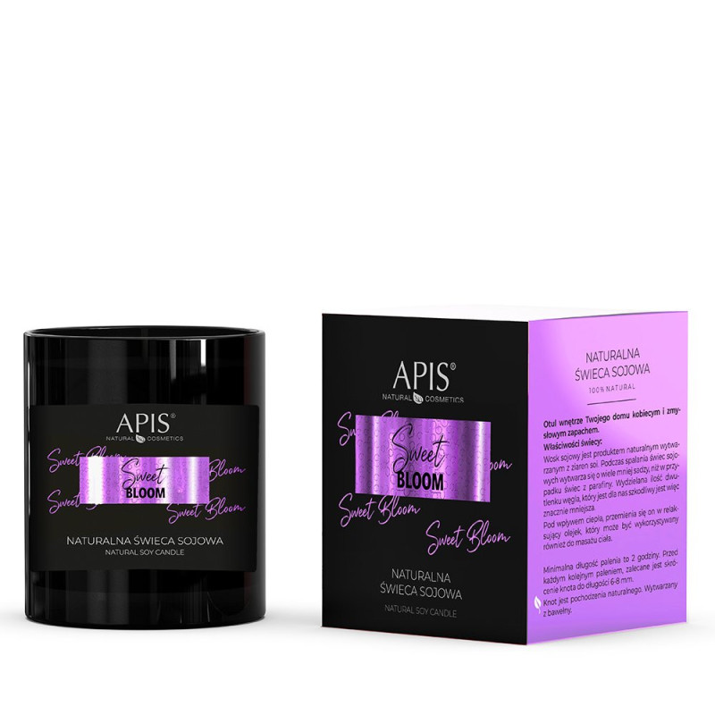 Apis - SWEET BLOOM - Naturalna świeca sojowa 100%, 220g - 1 Apis - SWEET BLOOM - Naturalna świeca sojowa 100%, 220g - 1