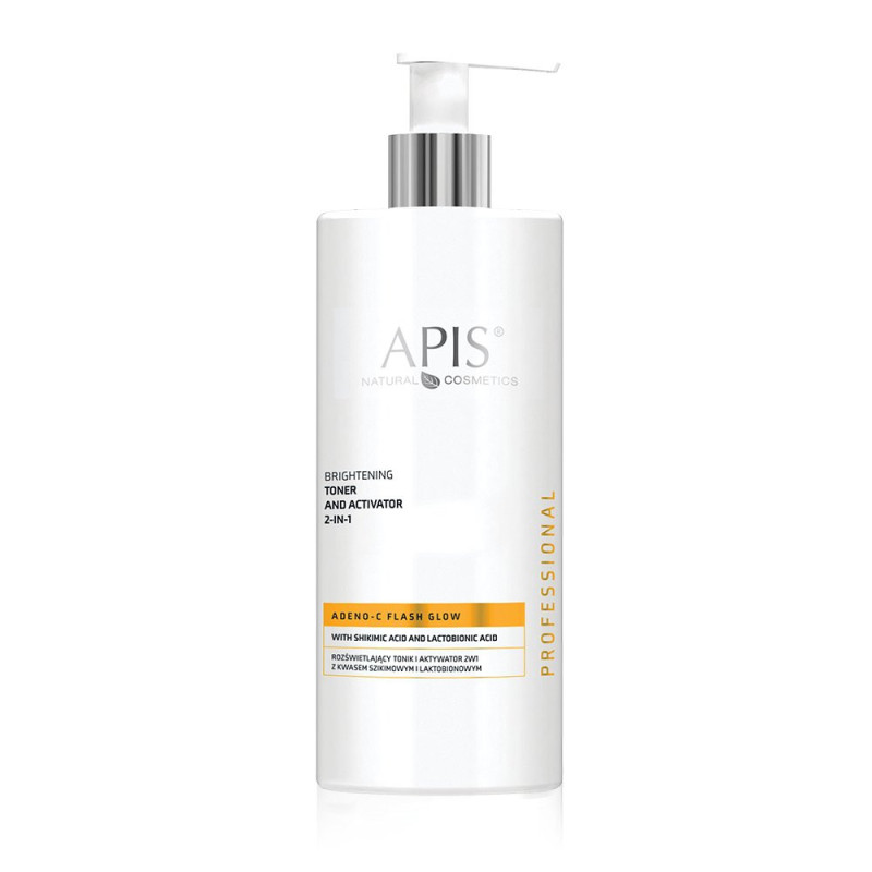Apis - ADENO-C FLASH GLOW - Roświetlający tonik i aktywator 2w1 z kwasem szikimowym i laktobionowym, 500ml - 1