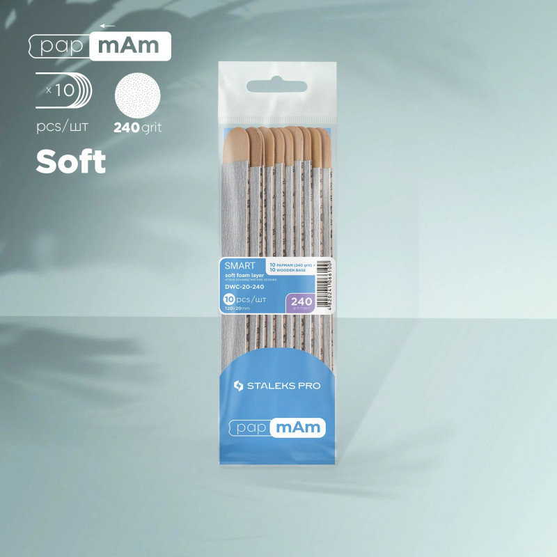 Staleks - Wymienne pilniki papmAm na bazie miękkiej i drewnianej SMART 20 - 240 Grit, 10szt - 1 Staleks - Wymienne pilniki papmAm na bazie miękkiej i drewnianej SMART 20 - 240 Grit, 10szt - 1