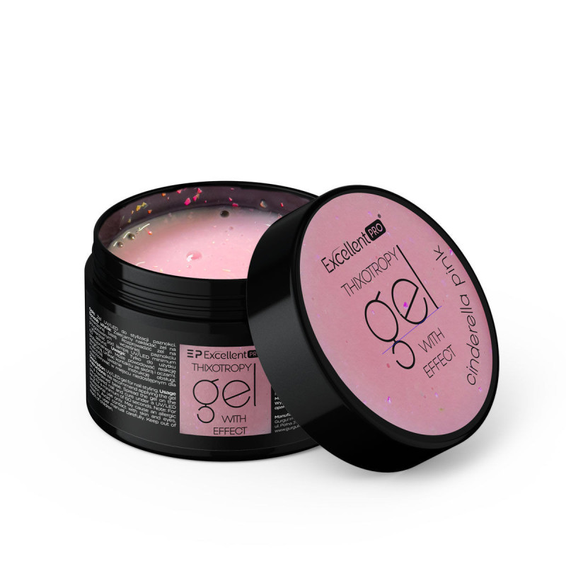 Excellent PRO - Thixotropy gel with effect Cinderella Pink 50g - 1 Excellent PRO - Thixotropy gel with effect Cinderella Pink 50g - 1