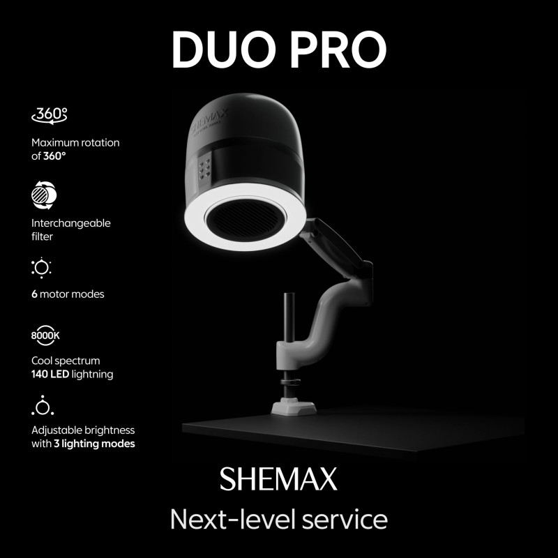SheMax - Pochłaniacz pyłu DUO PRO – pochłaniacz z lampą - 1 SheMax - Pochłaniacz pyłu DUO PRO – pochłaniacz z lampą - 1