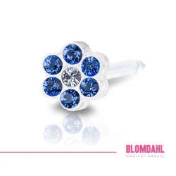 BLOMDAHL Kolczyk Medical Plastic Daisy 5mm Sapphire/Crystal - 1 sztuka - 1