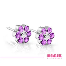 BLOMDAHL Kolczyk Medical Plastic Daisy 5mm,Violet/Crys - 1 sztuka - 1