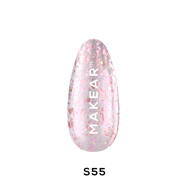 Makear - Lakier hybrydowy S55 Pink Aurora, 8ml